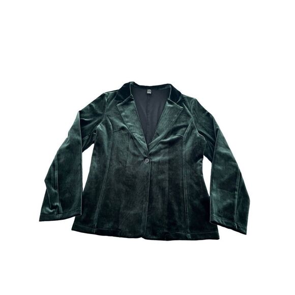 SINGLE BUTTON VELVET BLAZER - Picture 1 of 10